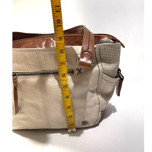 The Sack  genuine leather shoulder Bag neutral beige mid size boho women - Picture 5 of 13